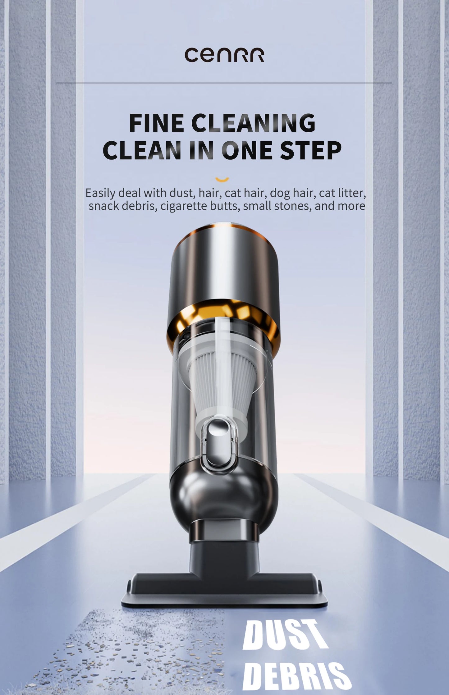 CENRR 998000PA Mini Cordless Car Vacuum Cleaner, Powerful Handheld Blower for Home & Car