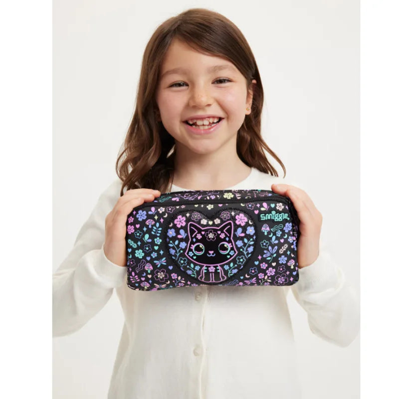 New Original Australia Smiggle Schoolbag for Girls with Black Cat Flower Lunch Bag & Pencil Case