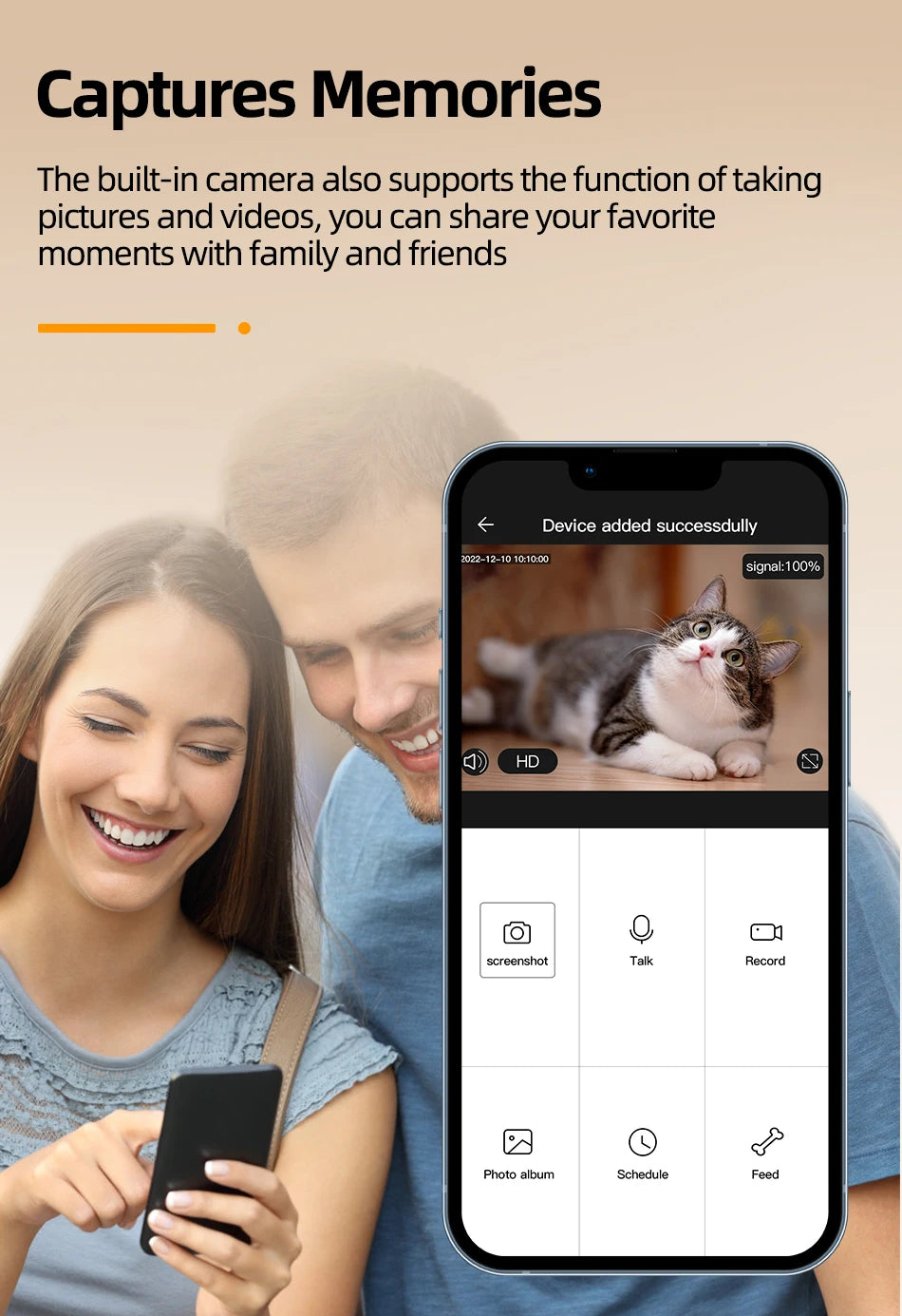 ROJECO Automatic Cat Feeder with Camera & Smart Voice Recorder for Cats & Dogs