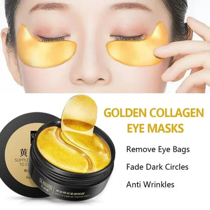24K Gold Hyaluronic Acid Eye Mask - Collagen Patches for Dark Circles & Skin Care