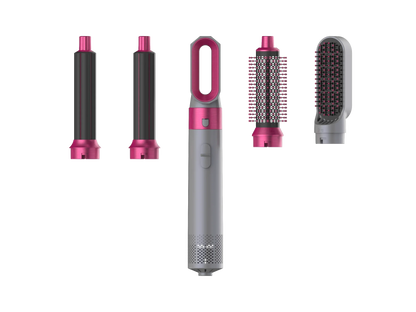 5-in-1 Low Noise Hair Styler - Professional Hair Curling, Straightening, Drying Hot Air Brushes, 1000W