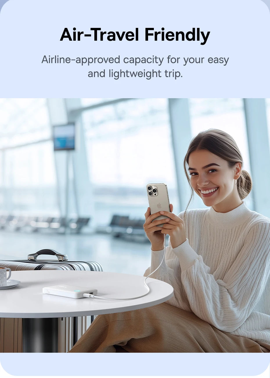 Baseus 22.5W Power Bank 10000mAh, QC PD Fast Charging Portable Charger for iPhone 16/15, Samsung, Xiaomi
