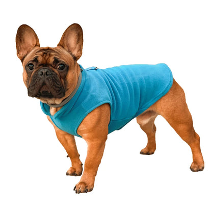 Warm Fleece Dog Jacket with D-Ring – Vest for Small Dogs & Cats, French Bulldog & Chihuahua Coat