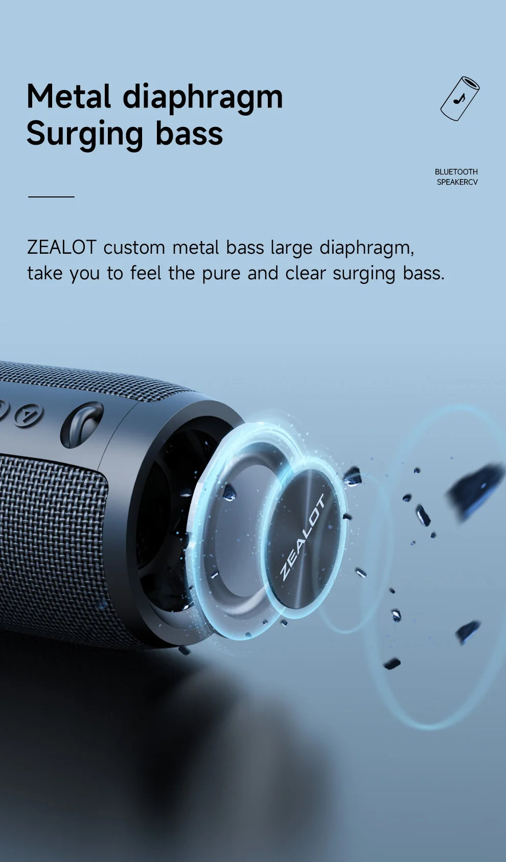 ZEALOT-S51Pro 40W High-Power Bluetooth Speaker, 3D Stereo Bass, Portable, IPX5 Waterproof, TWS Boom Box