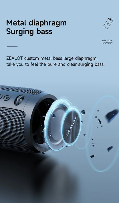 ZEALOT-S51Pro 40W High-Power Bluetooth Speaker, 3D Stereo Bass, Portable, IPX5 Waterproof, TWS Boom Box