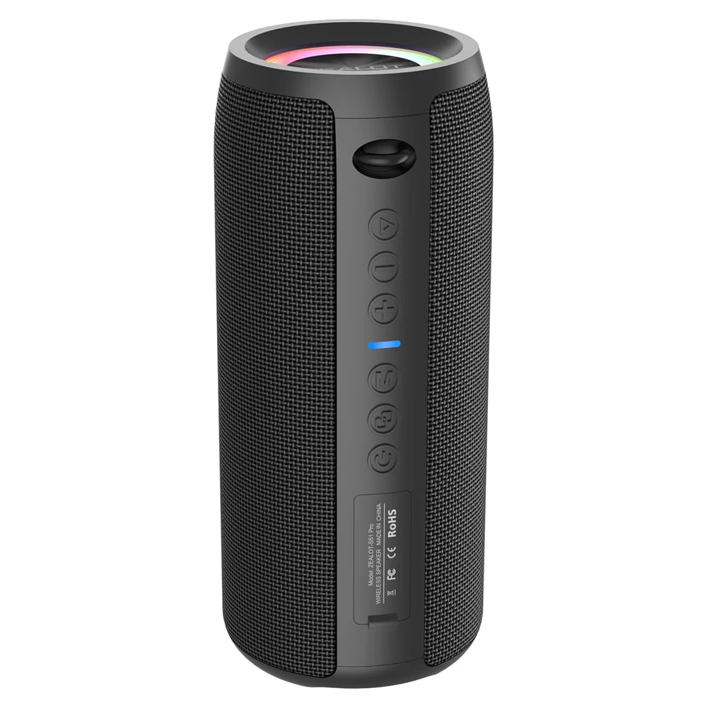 ZEALOT-S51Pro 40W High-Power Bluetooth Speaker, 3D Stereo Bass, Portable, IPX5 Waterproof, TWS Boom Box