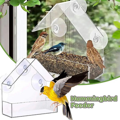 Window Bird Feeder with Reusable Tray & Waterproof Squirrel Food Container