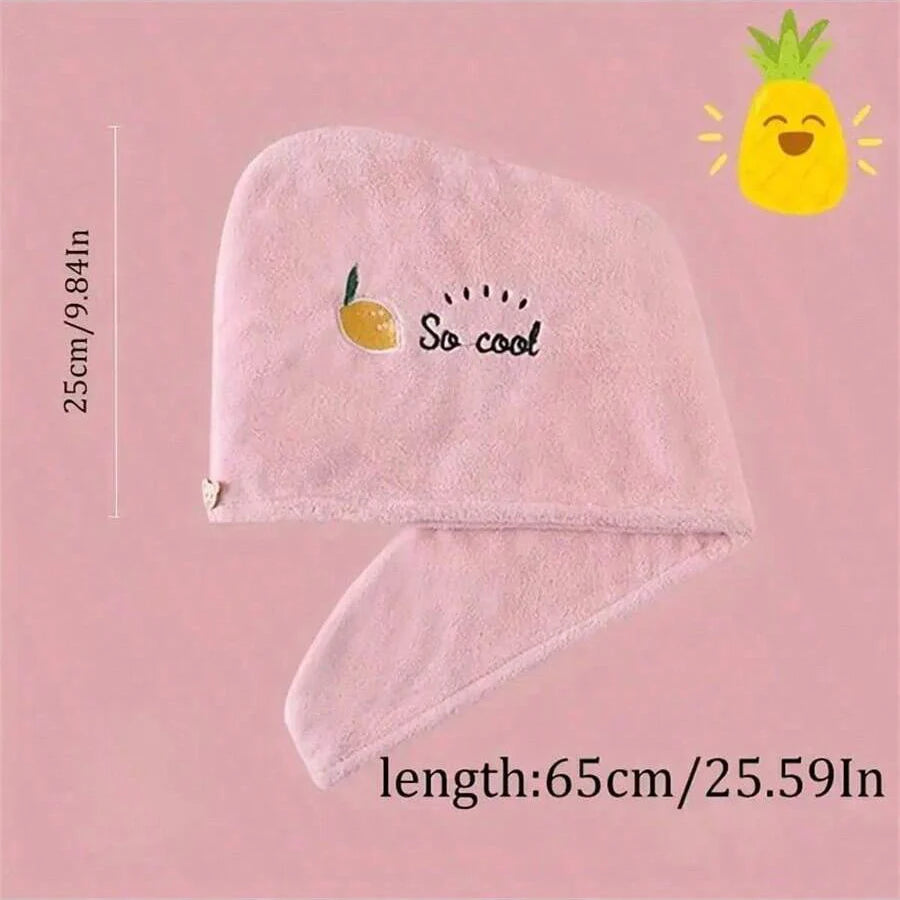 Embroidery Style Hair Drying Cap - Coral Fleece Thickened Towel, Quick Drying Shower Cap for Women
