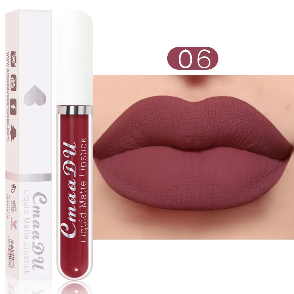 18-Color Long-Lasting Velvet Matte Liquid Lipstick Waterproof Non-Stick Cup