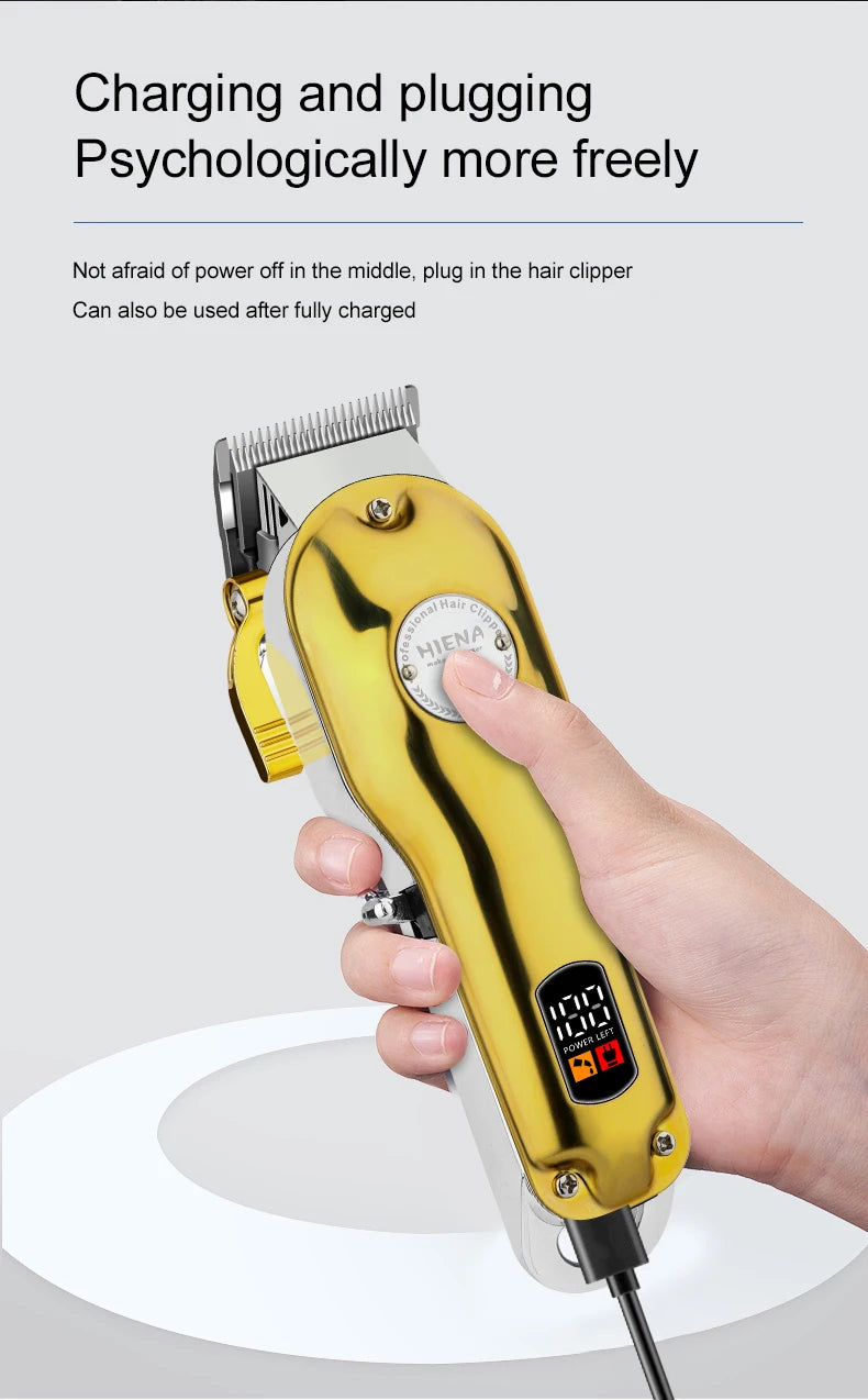HIENA Professional Barber Hair Clippers Set with Beard Trimmer & Adjustable Steel Blade Hair Cutting Machine