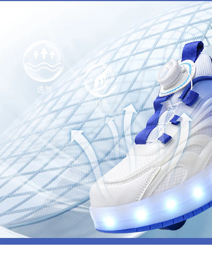 Children's LED Light Roller Skate Shoes for Kids Boys & Girls, USB Charging Luminous Sneakers
