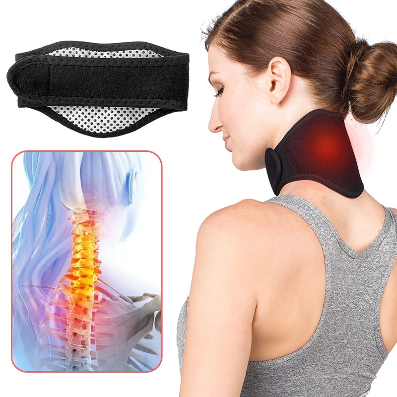 Magnetic Heated Neck Wrap for Cervical Pain Relief & Tourmaline Therapy