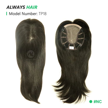 Alwayshair 14"-16" Straight Human Hair Clip-in Topper for Women 120% Density