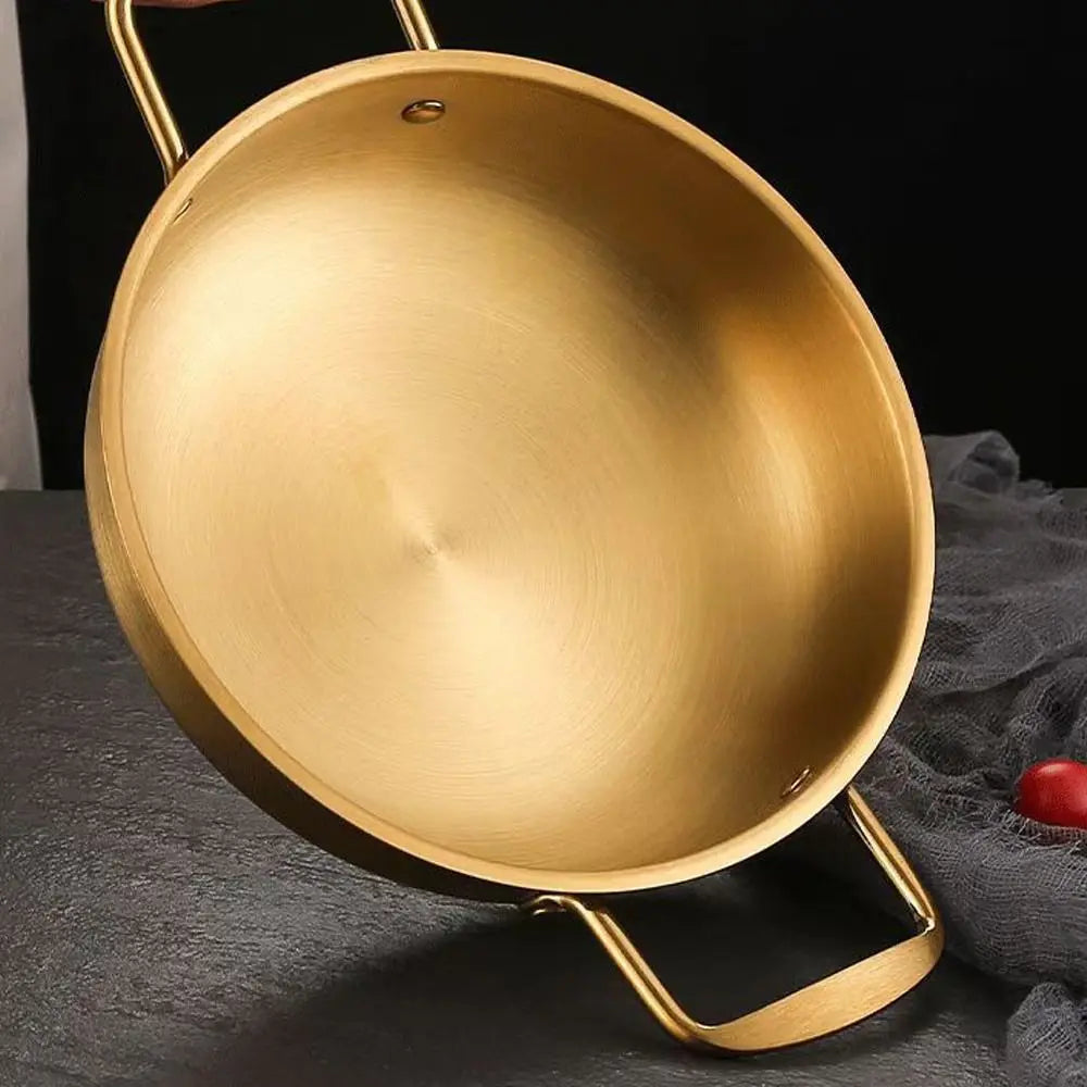 Stainless Steel Seafood Rice Pot with Handle Paella Pan Cookware