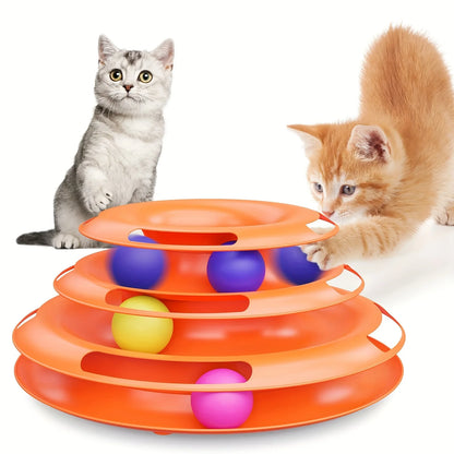 3-Layer Interactive Cat Toy Tower with Colorful Balls – Mental & Physical Exerciser for Cats