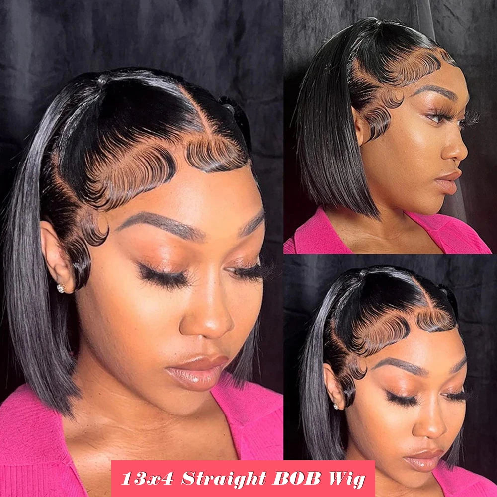 BOB Lace Front Wig Human Hair 13x4 HD Transparent Lace Frontal for Women