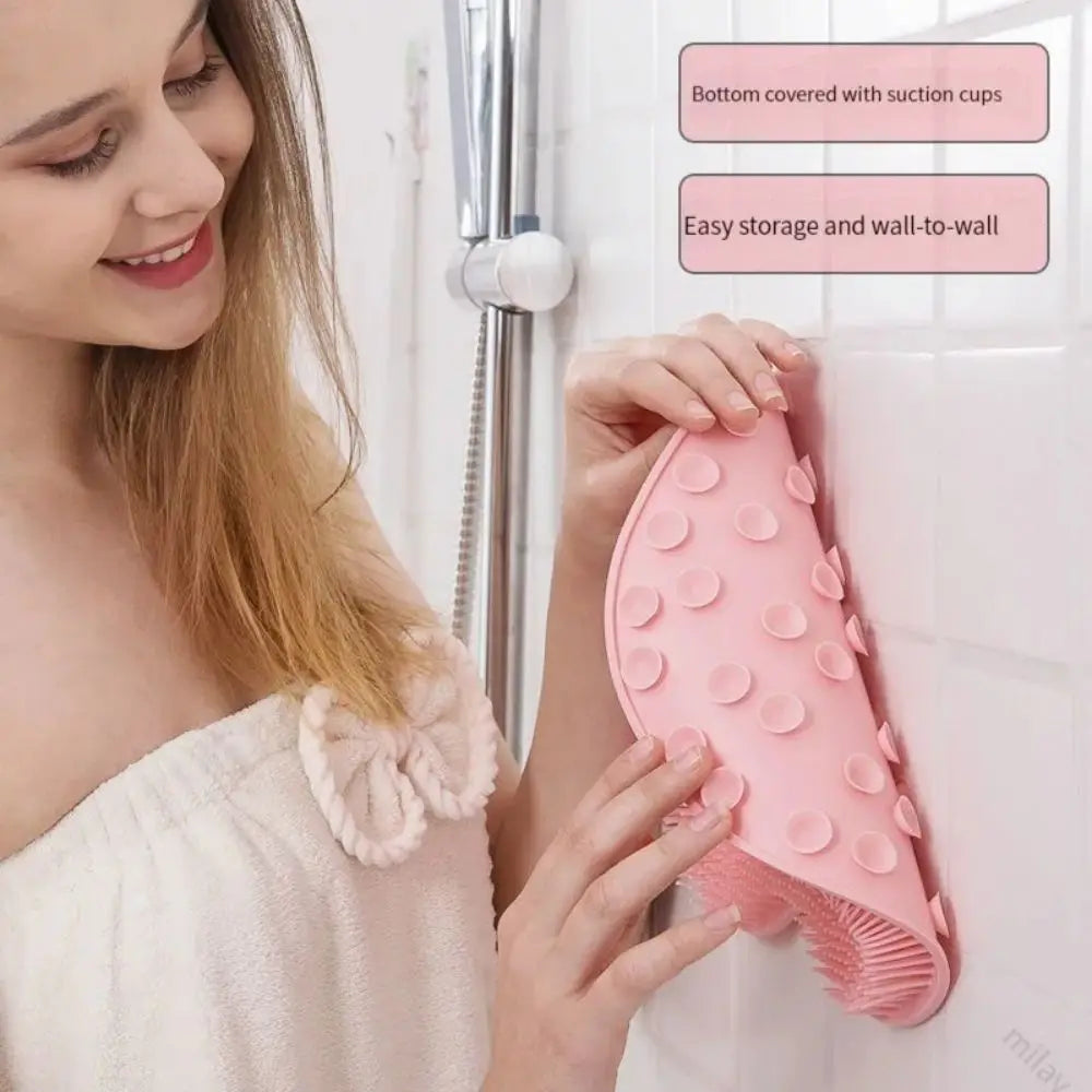 Exfoliating Shower Massage Scraper & Non-slip Bath Mat with Silicone Foot Wash Brush