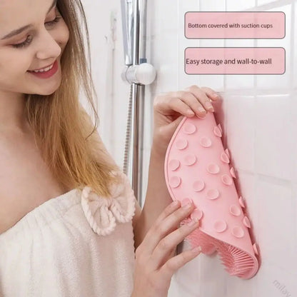 Exfoliating Shower Massage Scraper & Non-slip Bath Mat with Silicone Foot Wash Brush