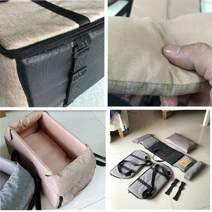 Portable Dog Car Seat Bed – Safety Travel Carrier for Small Dogs & Cats