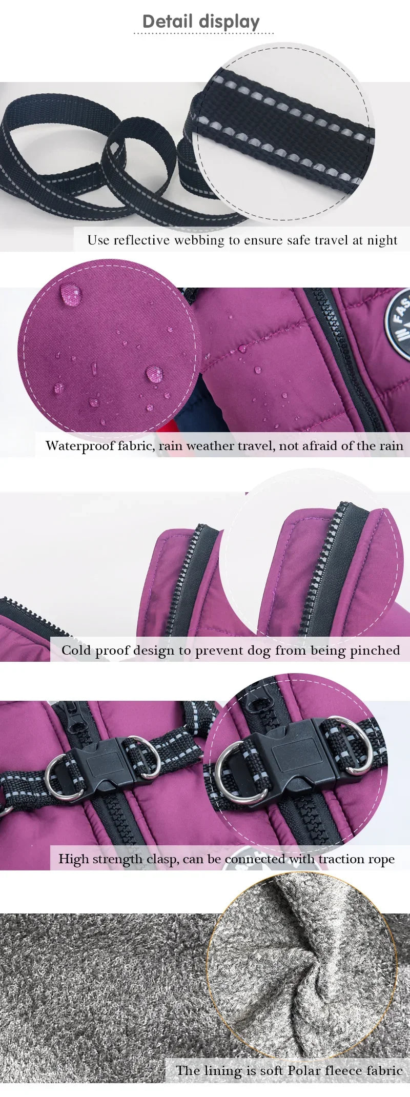 Large Pet Dog Jacket with Harness – Winter Warm Waterproof Coat for Big Dogs & Small Breeds