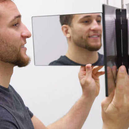 Trifold LED Mirror with Light - Adjustable Height 3-Way Self Haircut & Makeup Mirror