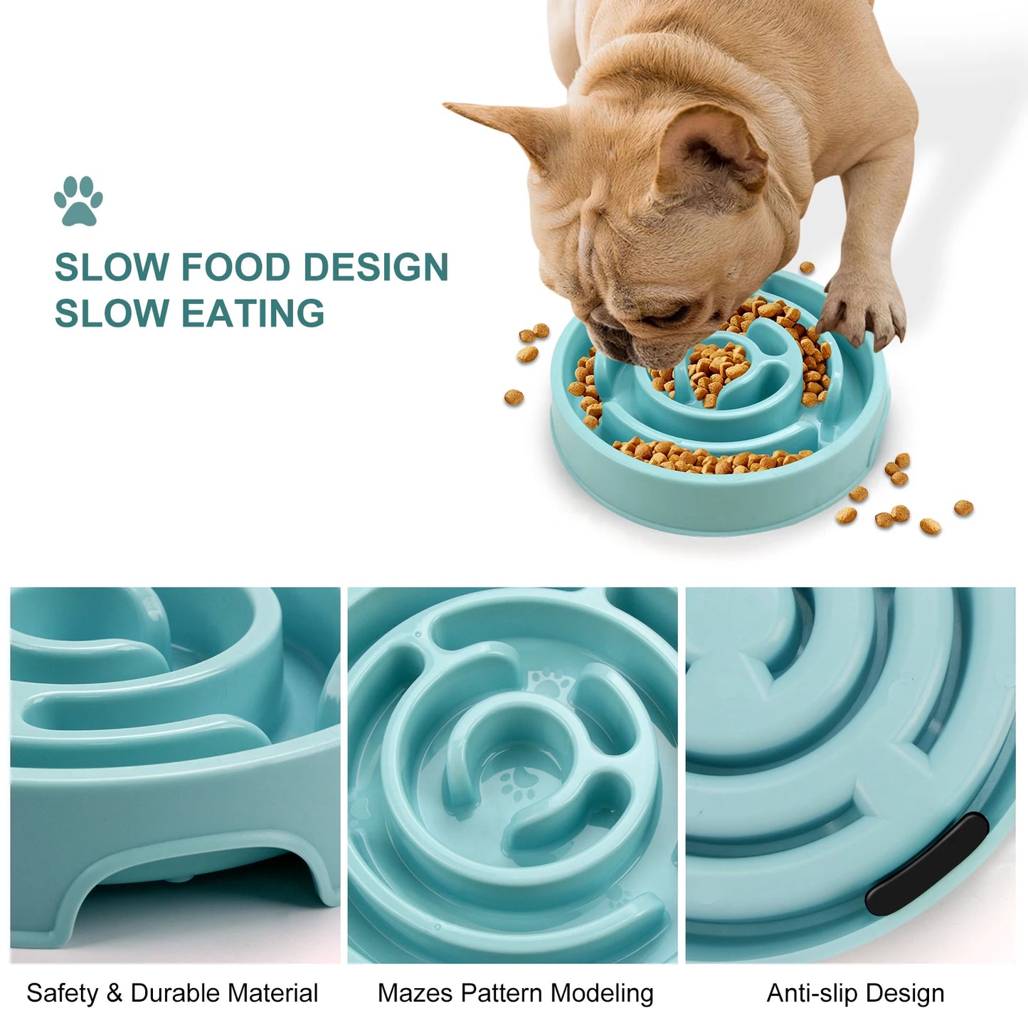 Non-Slip Pet Dog Slow Feeder Bowl – Anti-Gulping Eco-Friendly Dish for All Dog Sizes