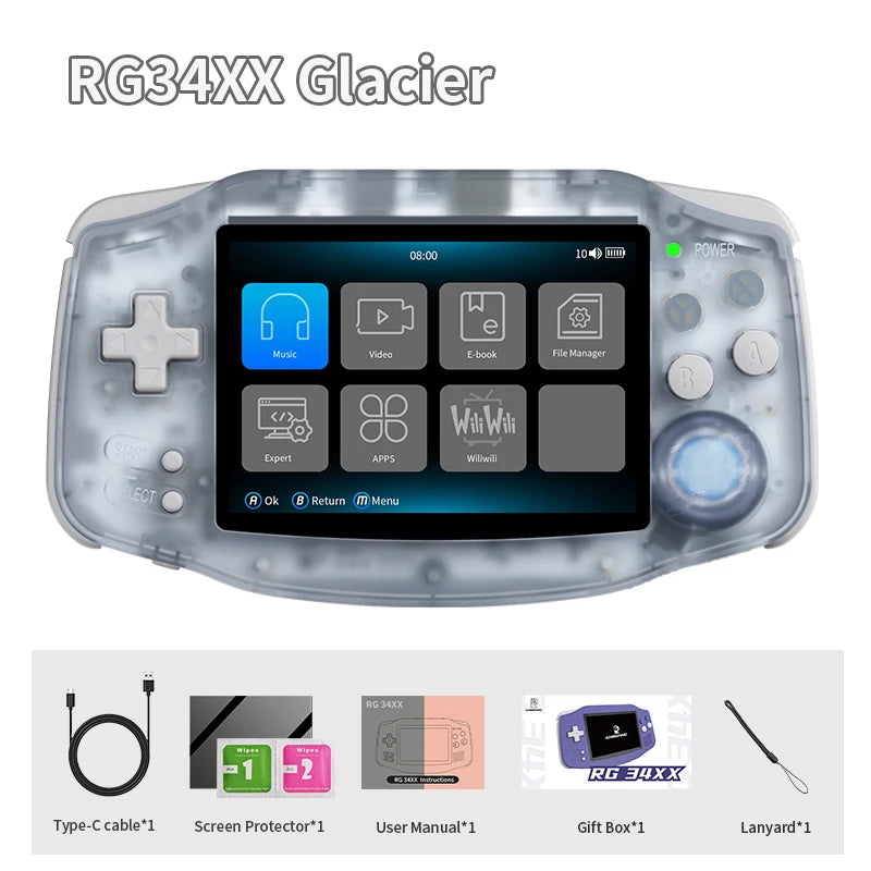 ANBERNIC RG34XX Retro Handheld Game Console - 3.4" IPS, 64-bit Linux, 3500mAh, WIFI & Bluetooth, Video Gaming Player