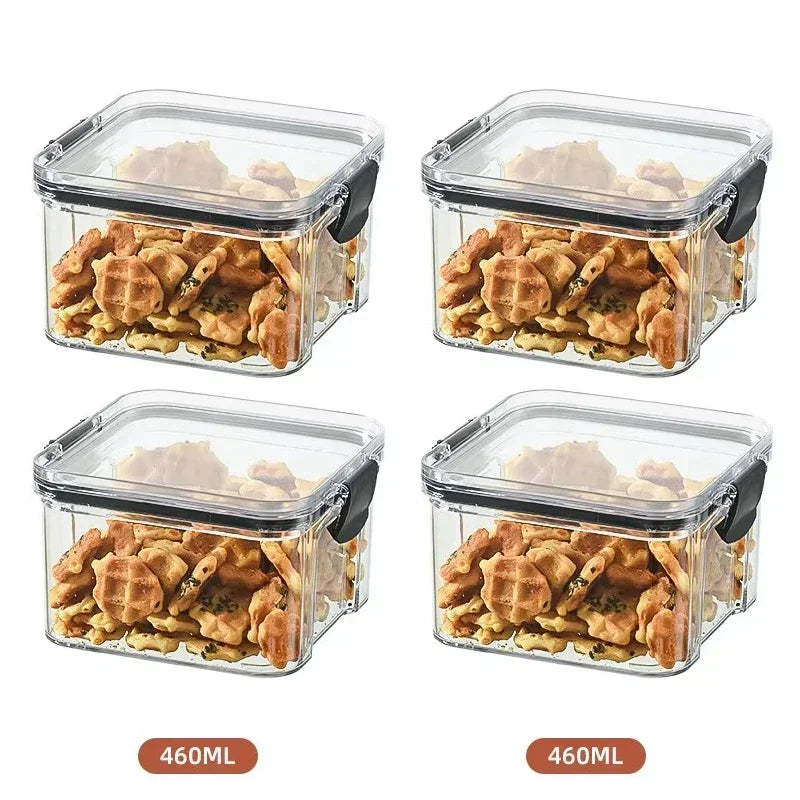 Stackable Plastic Food Storage Containers Set 460-1800ml for Grains, Tea & Snacks
