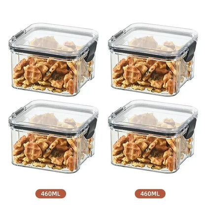 Stackable Plastic Food Storage Containers Set 460-1800ml for Grains, Tea & Snacks