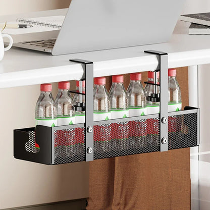 Under Desk Cable Management Tray - No Drill Steel Wire Organizer for Desk & Rack
