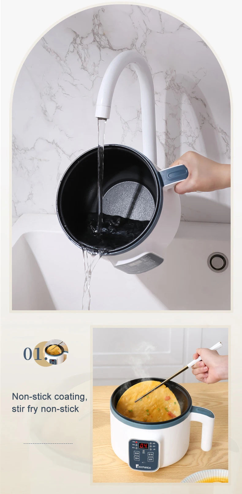 Mini Electric Rice Cooker & Multicooker for 1-2 People - Hotpot, Soup & More