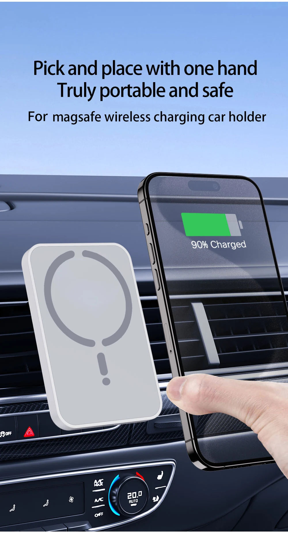 15W Magnetic Car Wireless Charger - Magsafe iPhone 12-16 Pro Max Air Vent Phone Holder Stand, Fast Car Charging