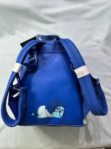Disney Inside Out Sadness Cosplay Mini Backpack PU Leather, Cute Lotso & Stitch Cartoon Bag for Girls