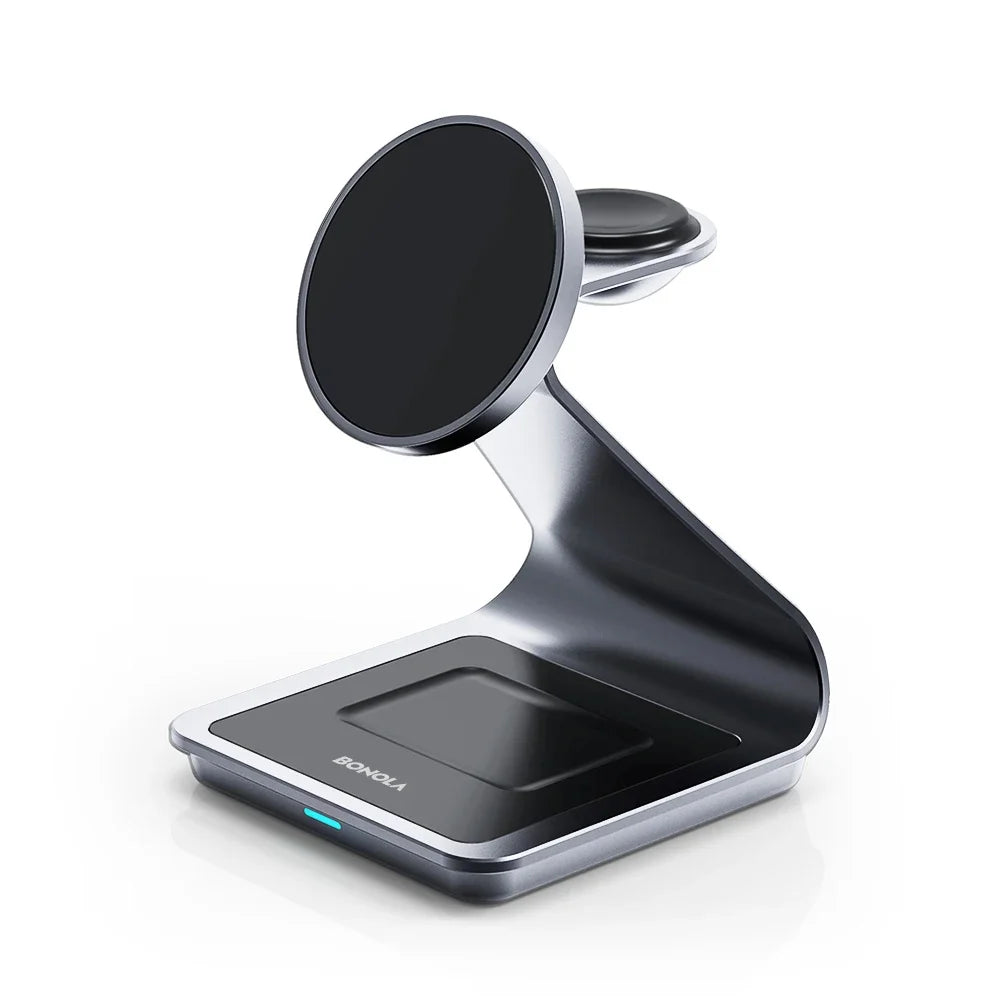 Bonola Magnetic 3-in-1 Wireless Charger Station - 25W Fast Charging Stand for Samsung S24 Ultra/S25, Galaxy Watch 7/6/5 & Earbuds