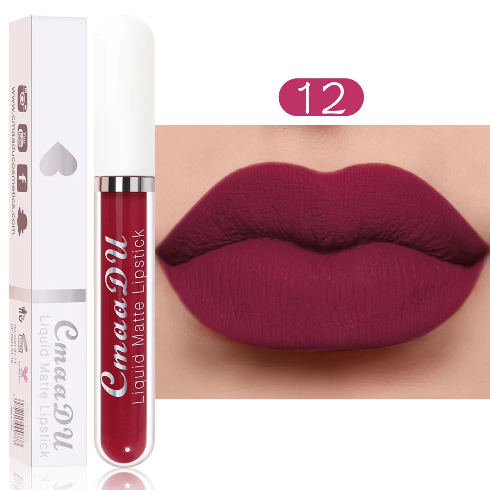 18-Color Long-Lasting Velvet Matte Liquid Lipstick Waterproof Non-Stick Cup