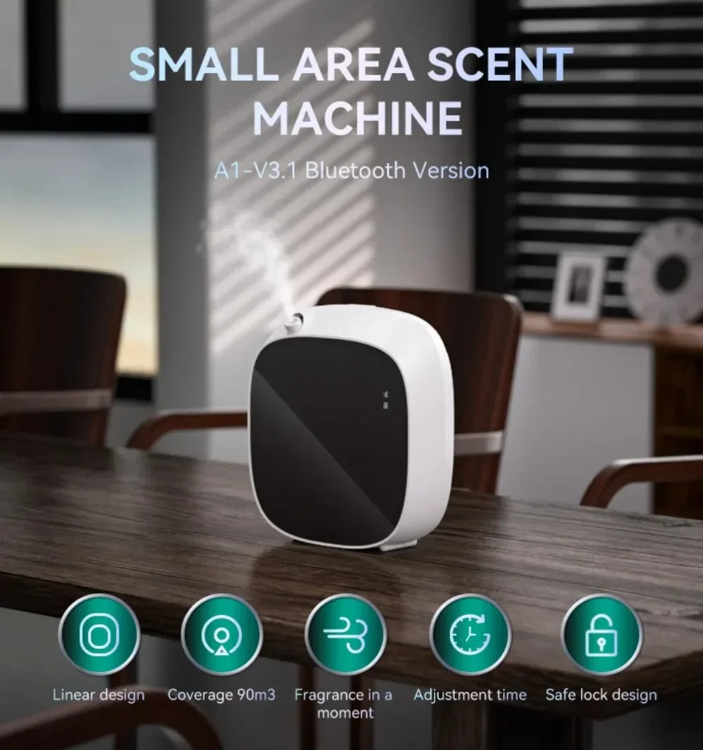 Smart Fragrance Oil Diffuser, App-Controlled, 100ML Battery Operated Air Freshener for Home & Office