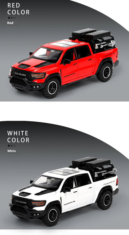 1/32 RAM 1000 TRX Mammoth Pickup Alloy Car Model with Sound and Light Pull Back Toy for Kids Collectibles Birthday Gift