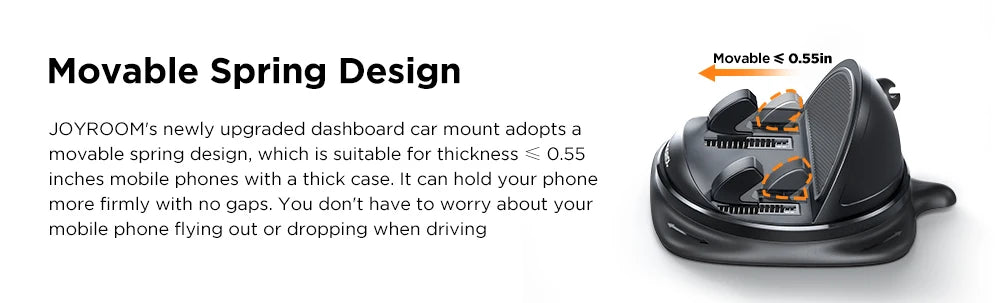 Joyroom Universal Dashboard Car Phone Holder - Upgraded Reusable Silicone Anti-Slip Mount for Car Dash