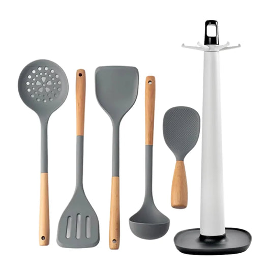 Silicone Spatula with Wooden Handle, Heat-Resistant Non-Stick Cooking Spoon for Kitchen