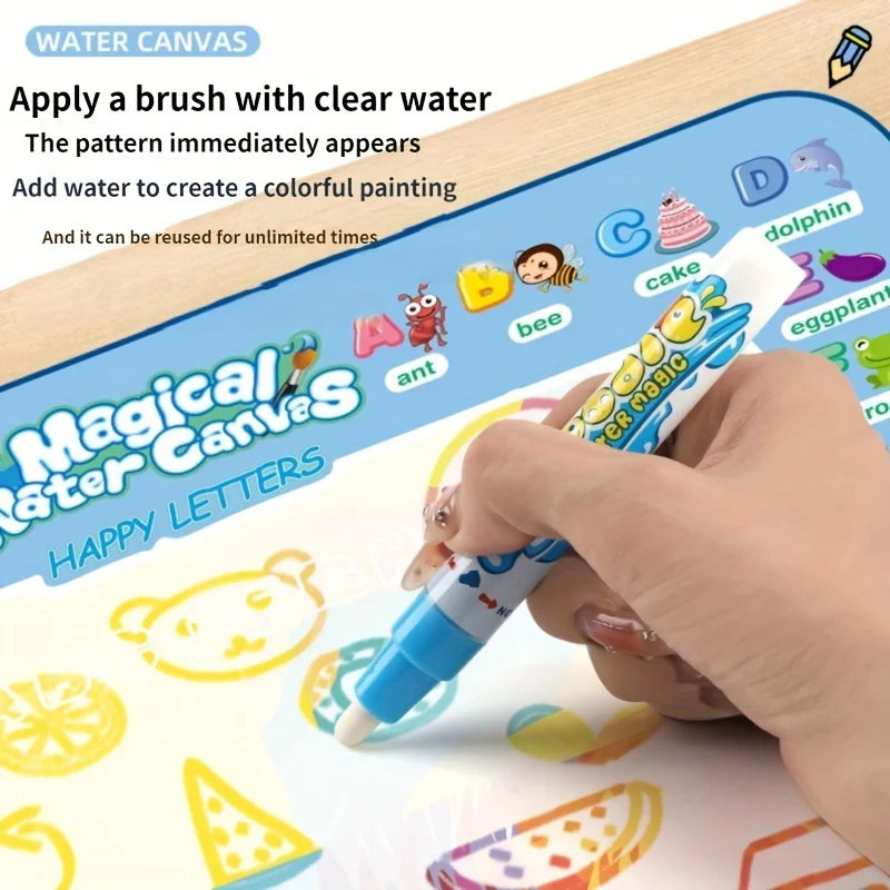 100x80CM Magic Water Drawing Mat with Reusable Pens, Montessori Doodle Painting Board for Kids
