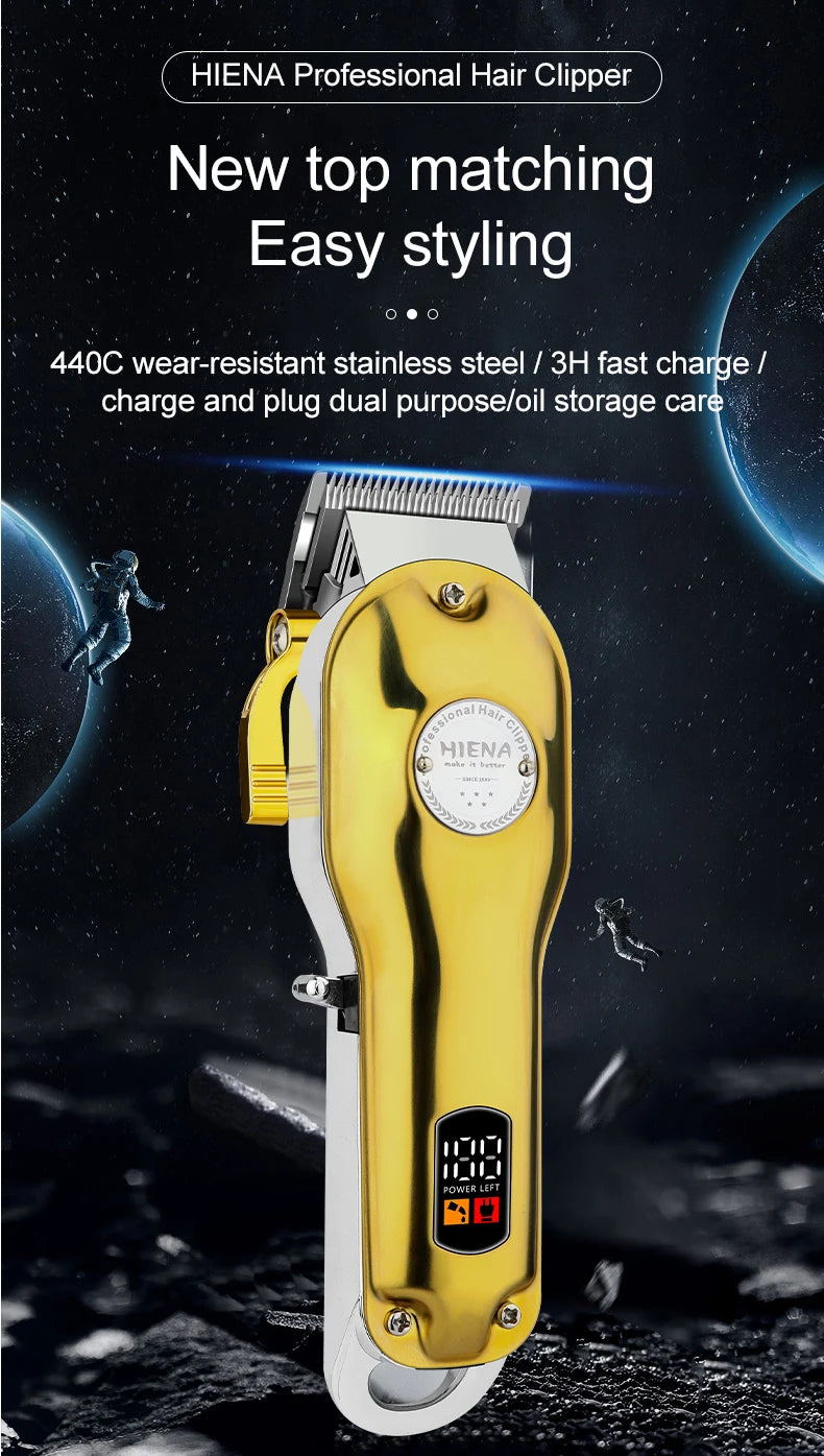 HIENA Professional Barber Hair Clippers Set with Beard Trimmer & Adjustable Steel Blade Hair Cutting Machine