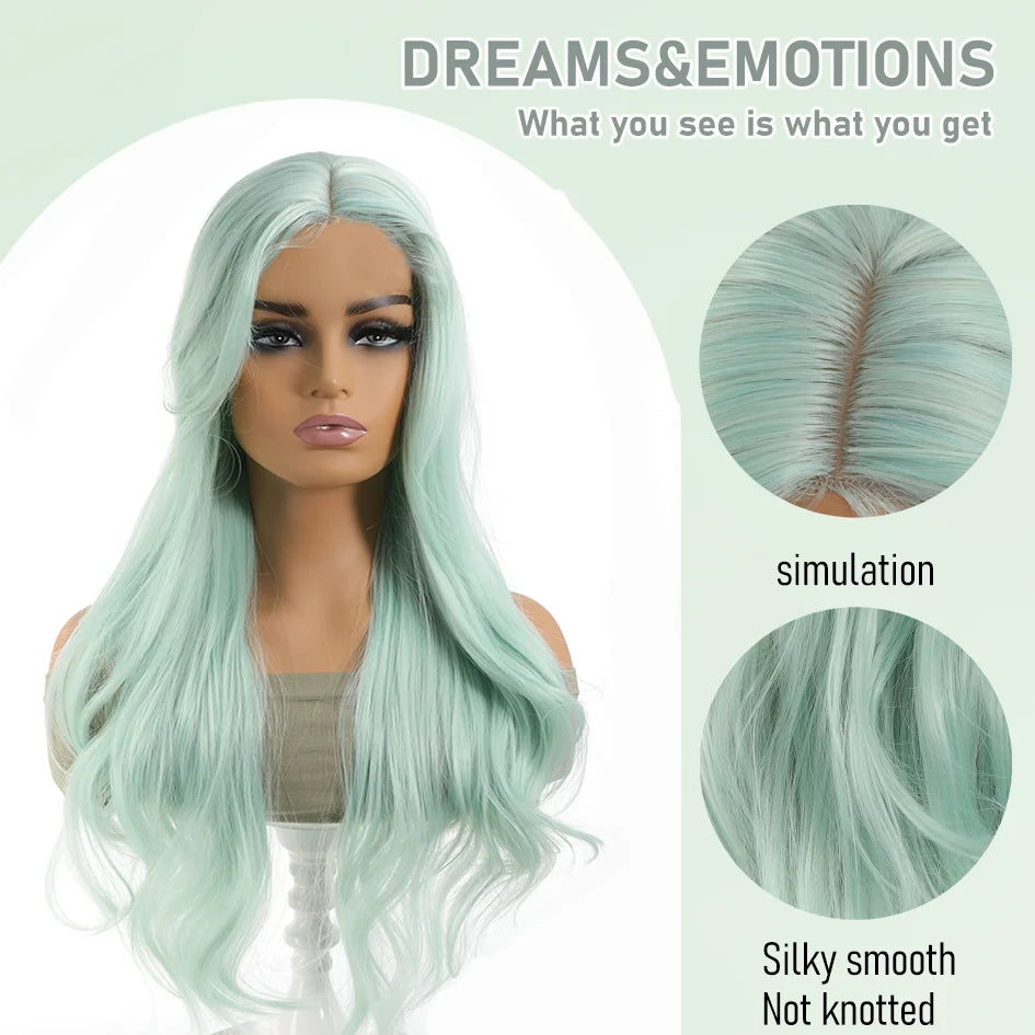 Synthetic Linen Long Straight Hair Wig with Bangs & Curly Ponytail Extensions
