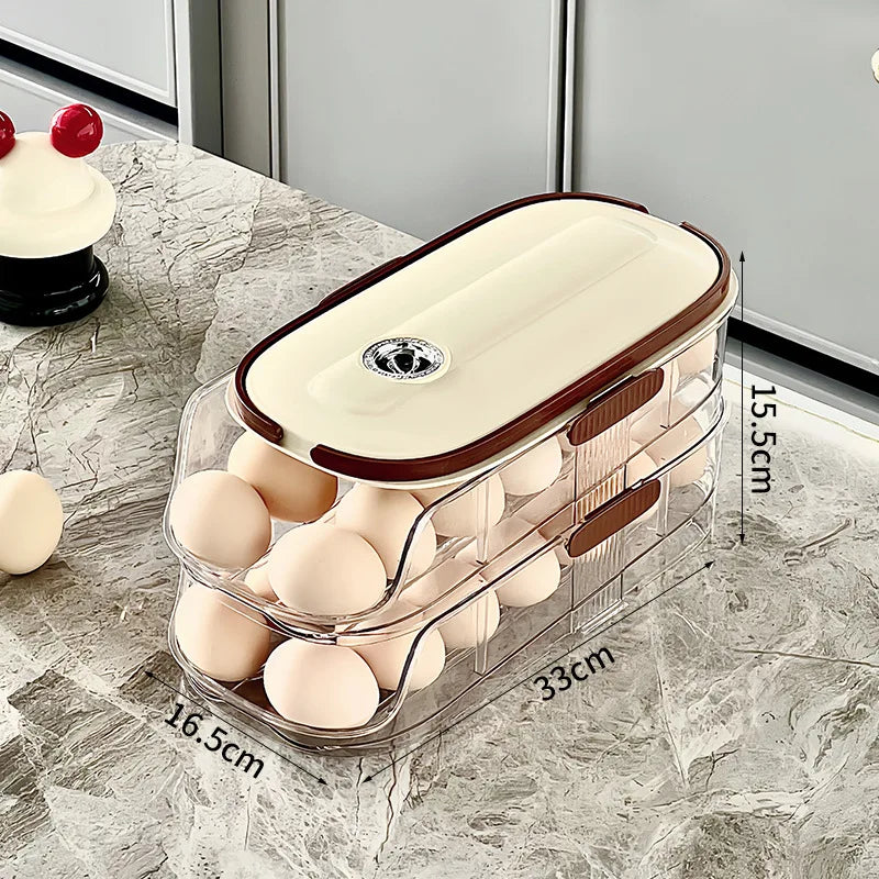 1PCS Automatic Rolling Egg Storage Box, Egg Holder Rack & Organizer for Refrigerator
