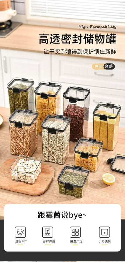 Stackable Plastic Food Storage Containers Set 460-1800ml for Grains, Tea & Snacks