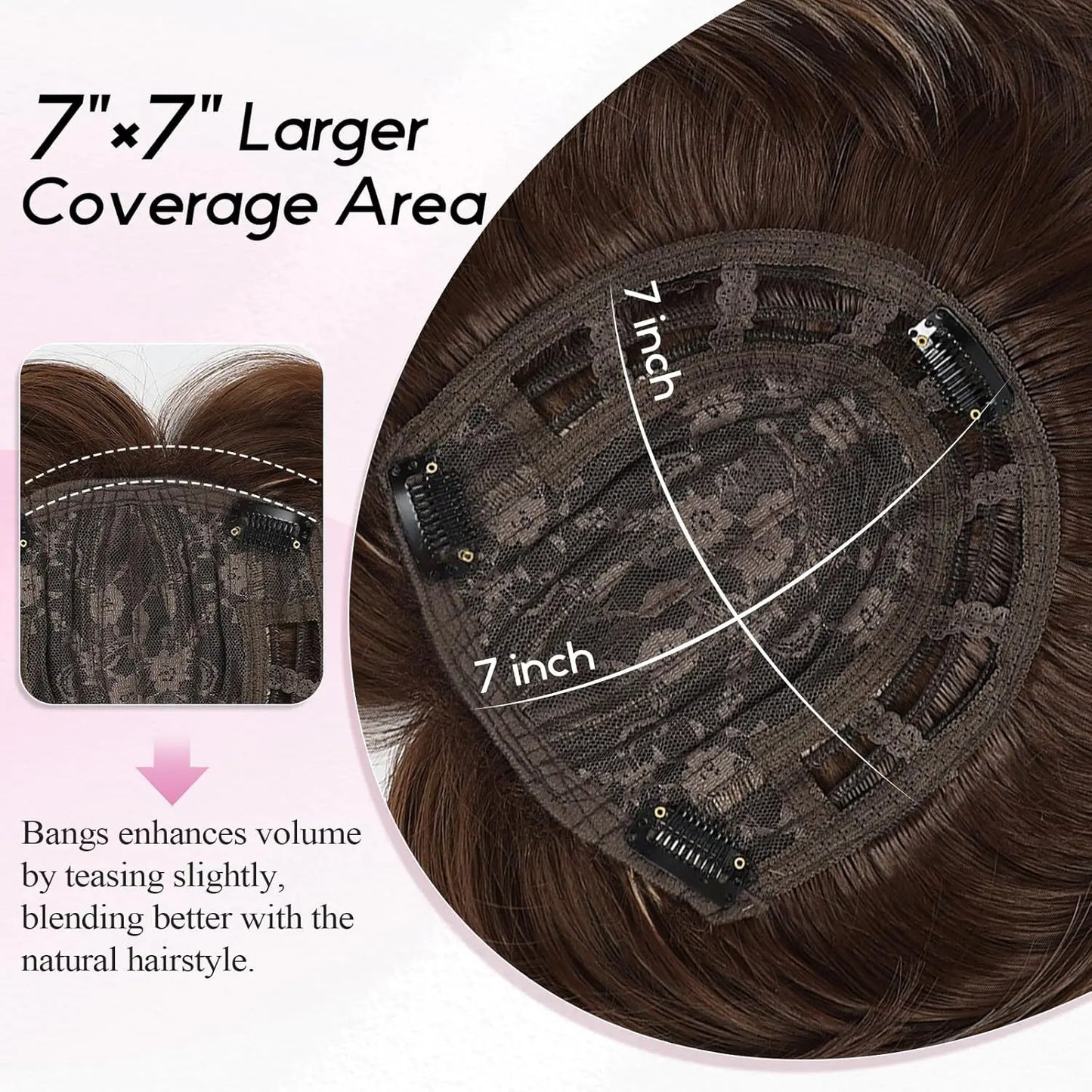 10" Synthetic Bob Hair Topper for Women with Large 7" × 7" Base for Thinning Hair