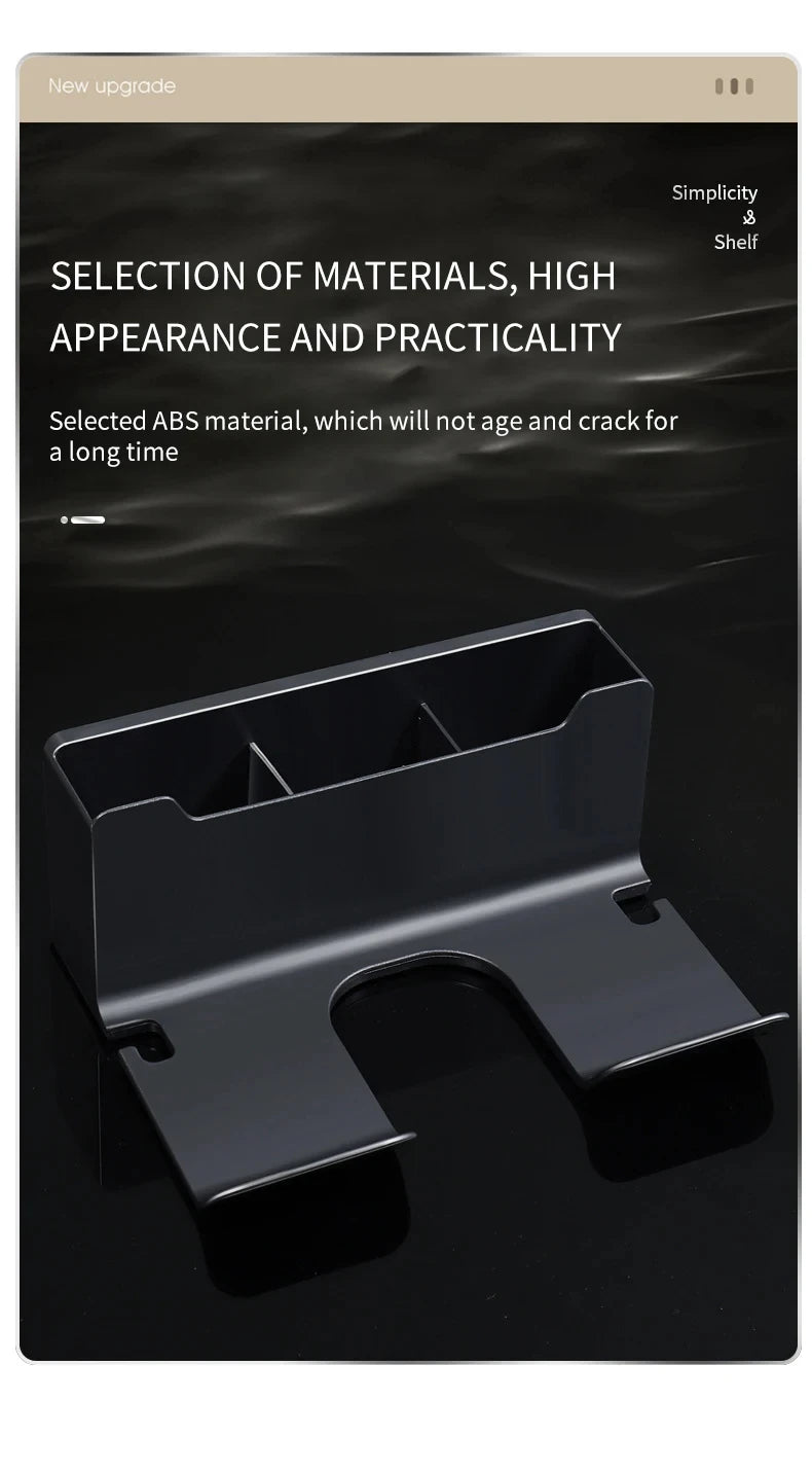 Wall-Mounted Hair Dryer Holder, Organizer Box & Straightener Stand for Bathroom Accessories