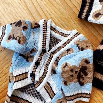 Luxury Striped Cardigan Sweater for Dogs – Warm Coat for Chihuahua, Bichon Frise & Puppies