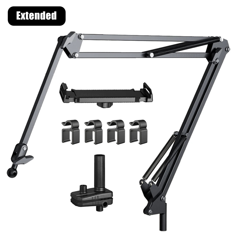 Tablet Stand Holder for Bed - Adjustable Rotatable Long Arm Mount for 4-12.9" iPad Pro, Samsung Tab, Xiaomi Pad