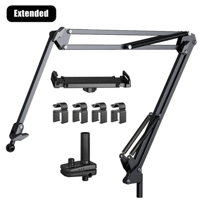 Tablet Stand Holder for Bed - Adjustable Rotatable Long Arm Mount for 4-12.9" iPad Pro, Samsung Tab, Xiaomi Pad