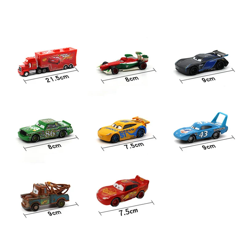 Disney Pixar Cars 3 Metal Diecast Lightning McQueen Mater Champion Car Model Toy Gift Set Jackson Uncle Truck Boy Birthday